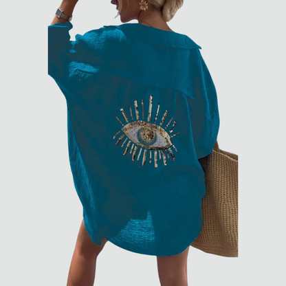 Statement Sequin Eye Oversized Shirt