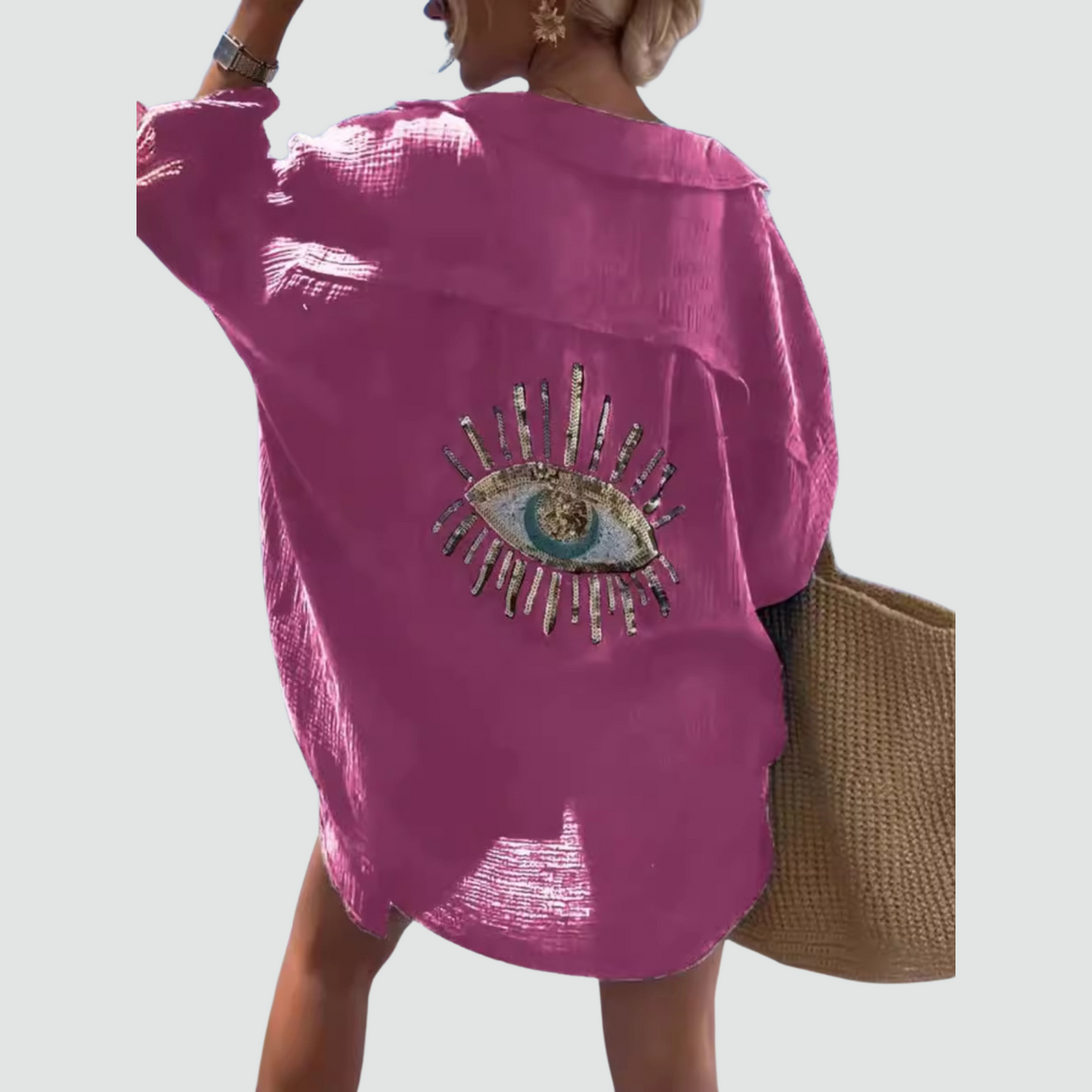 Statement Sequin Eye Oversized Shirt