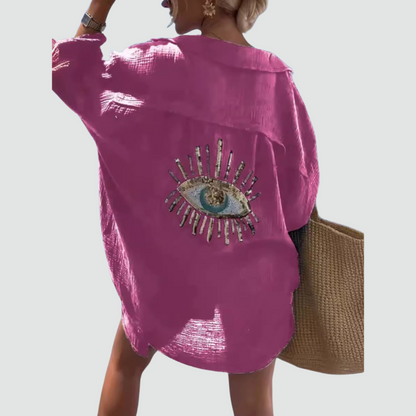 Statement Sequin Eye Oversized Shirt