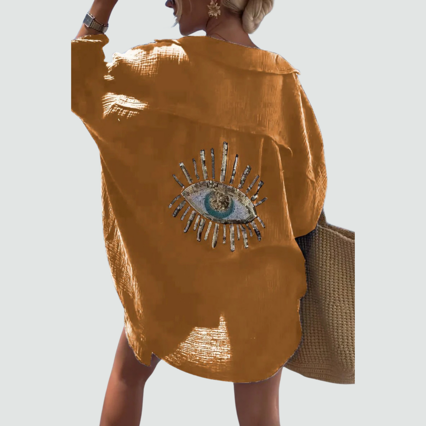 Statement Sequin Eye Oversized Shirt