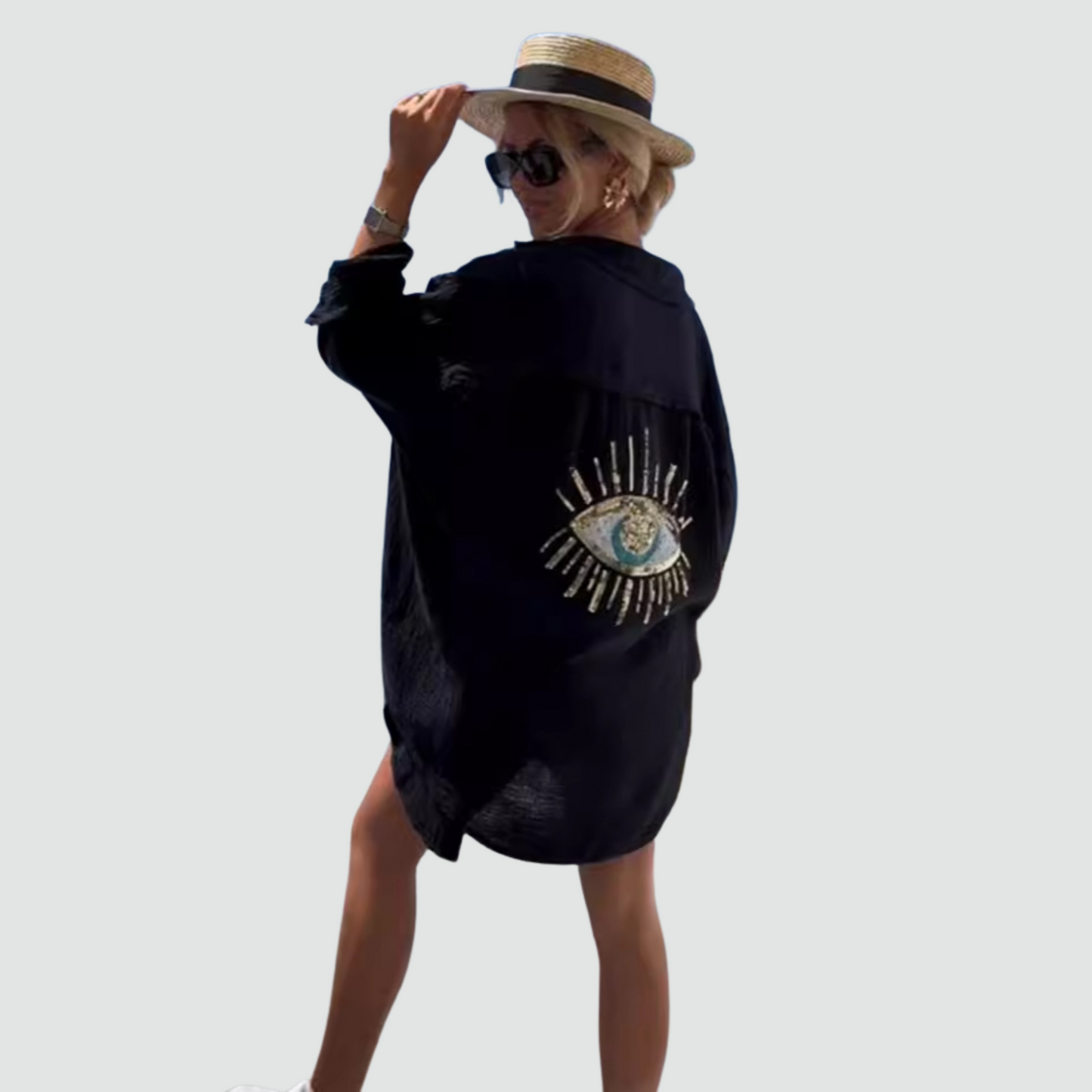 Statement Sequin Eye Oversized Shirt