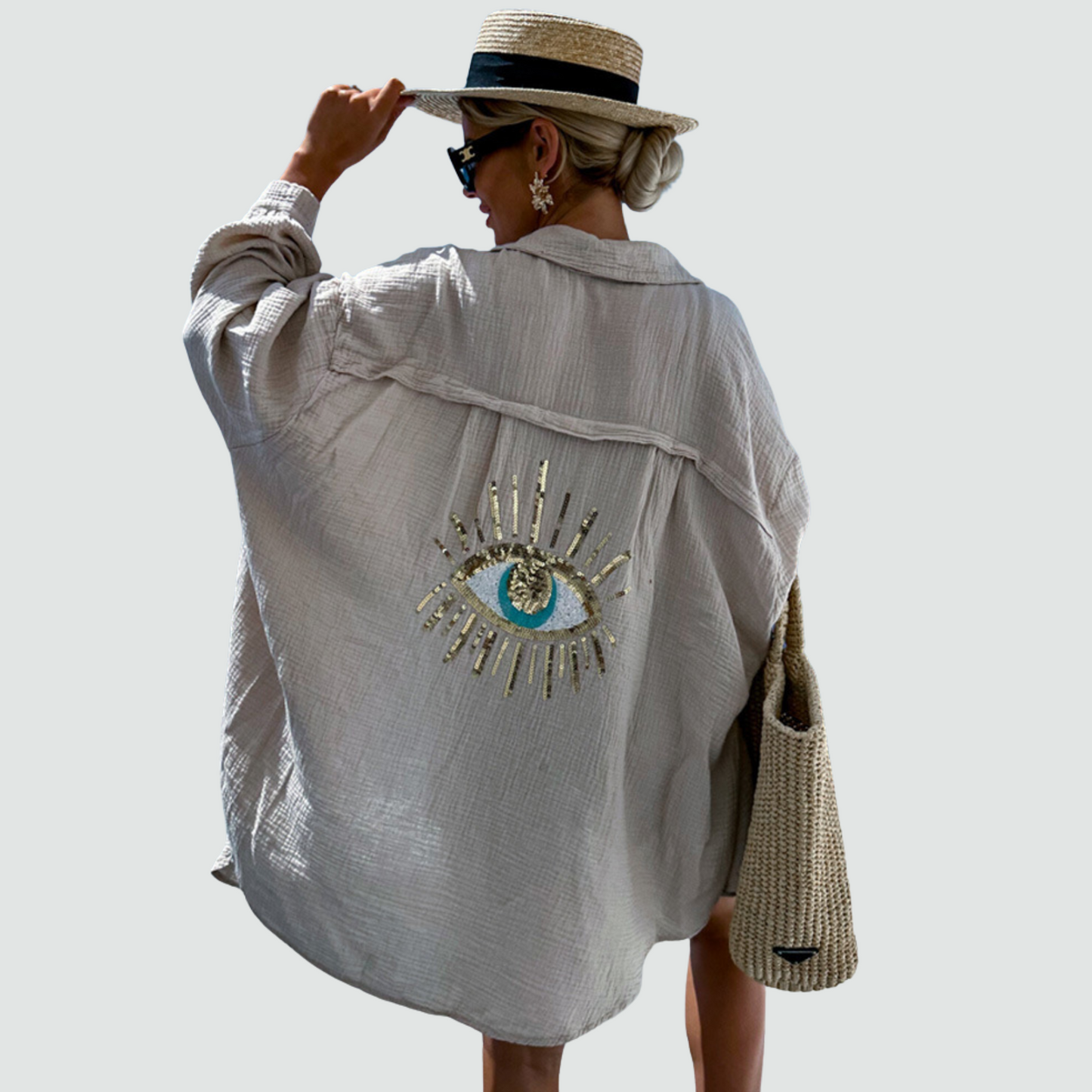 Statement Sequin Eye Oversized Shirt