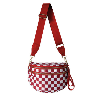 Secure-Zip Chequered Crossbody Bag
