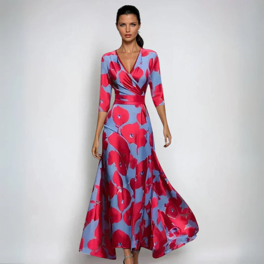 Floral-Elegance Wrap Dress
