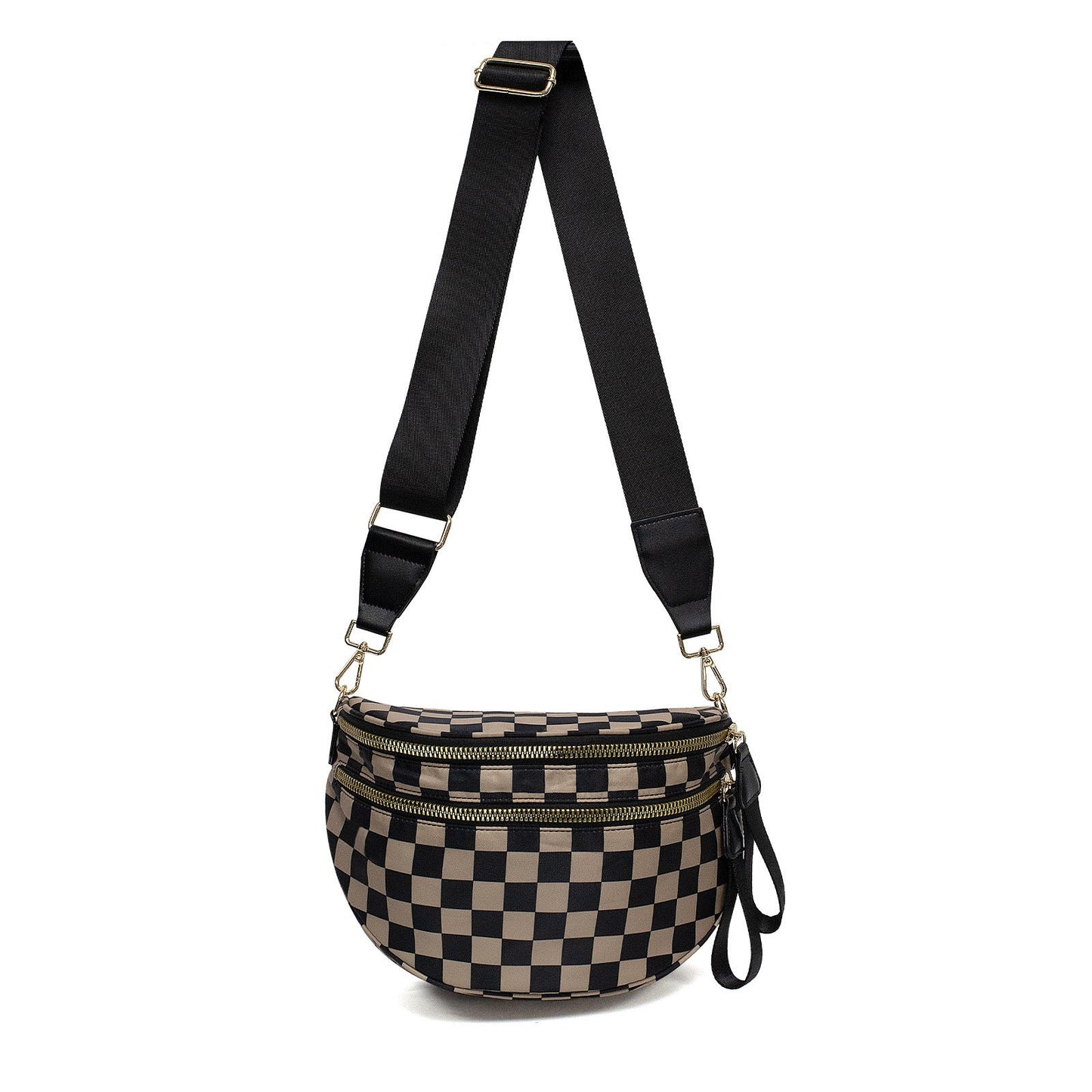 Secure-Zip Chequered Crossbody Bag