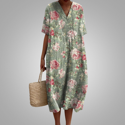 Vintage Rose Dress - Airy Elegance