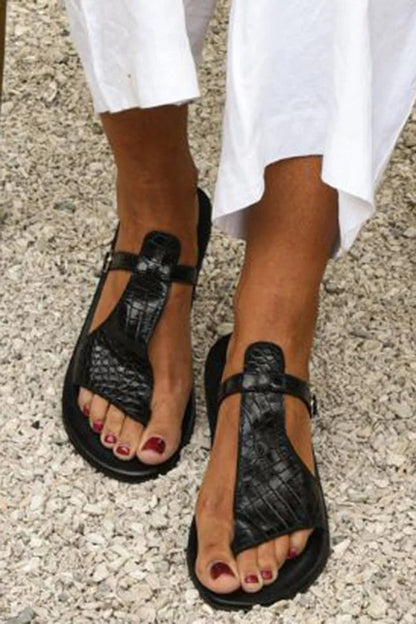 Textured Cooling T-Strap Sandals