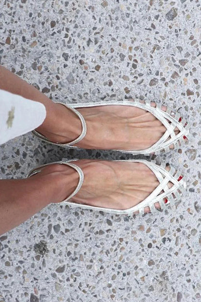 Woven Ankle-Strap Ballerina