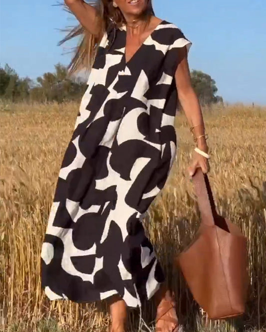Elegant-Print Maxi Dress