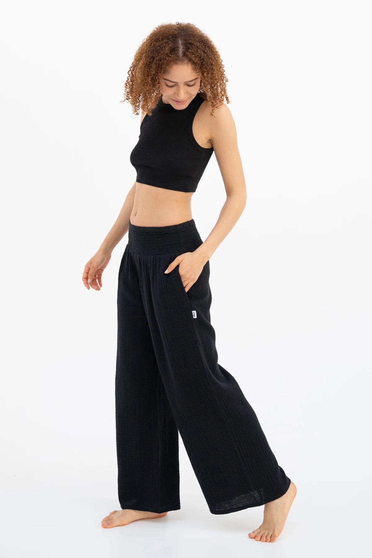 Comfort-Waist Palazzo Trousers