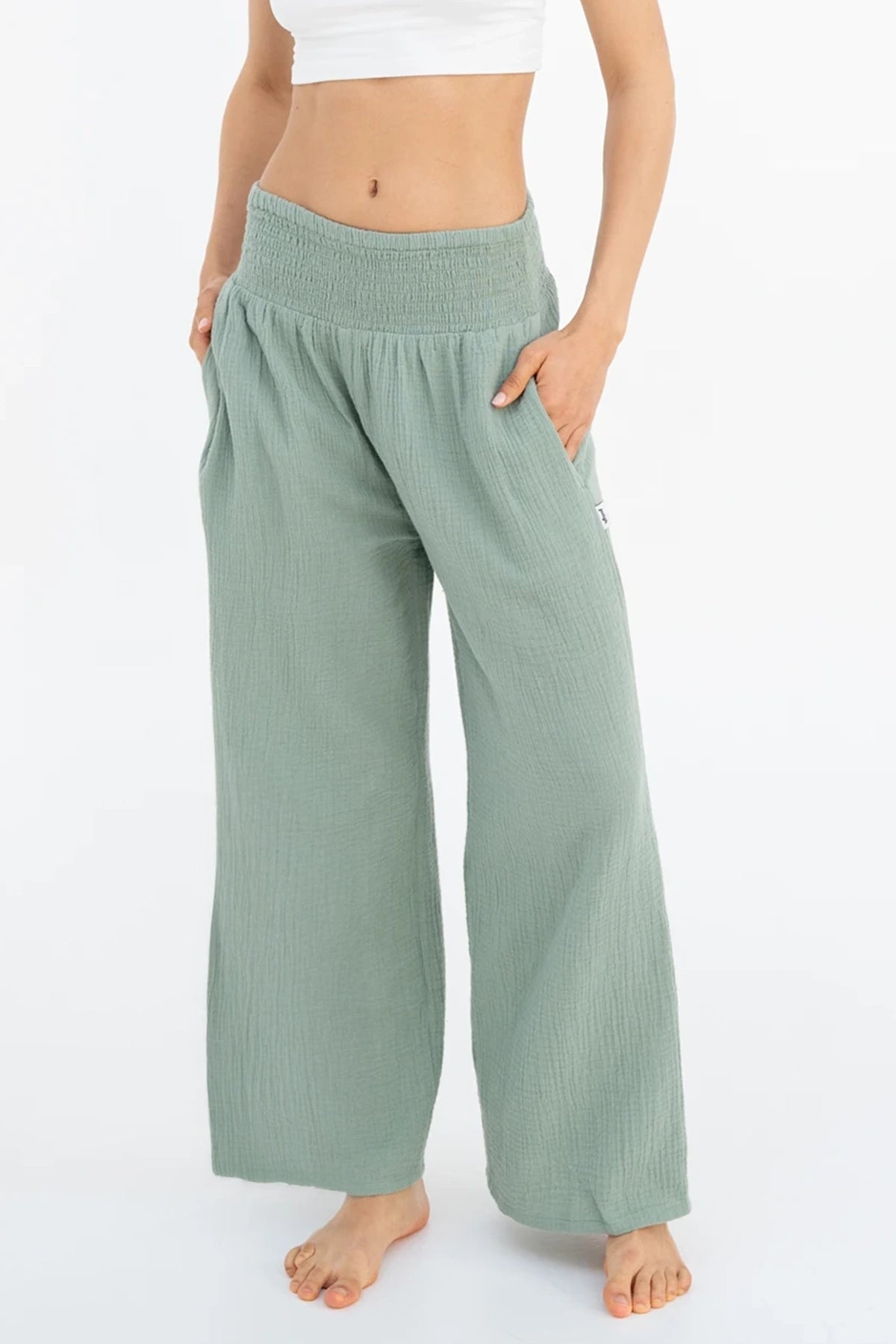 Easy-Waist Palazzo Trousers