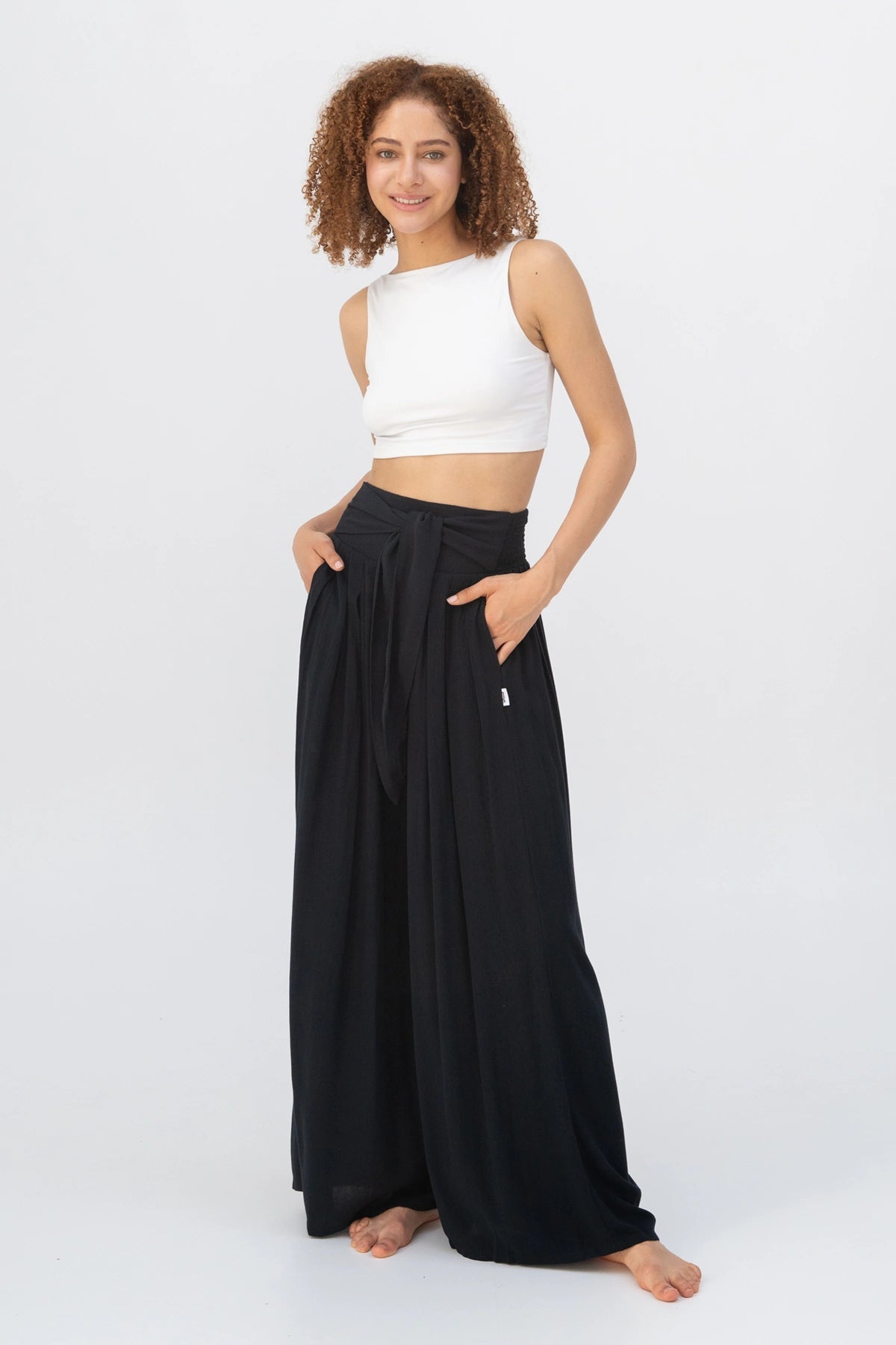 Cooling Tie-Waist Palazzo Trousers