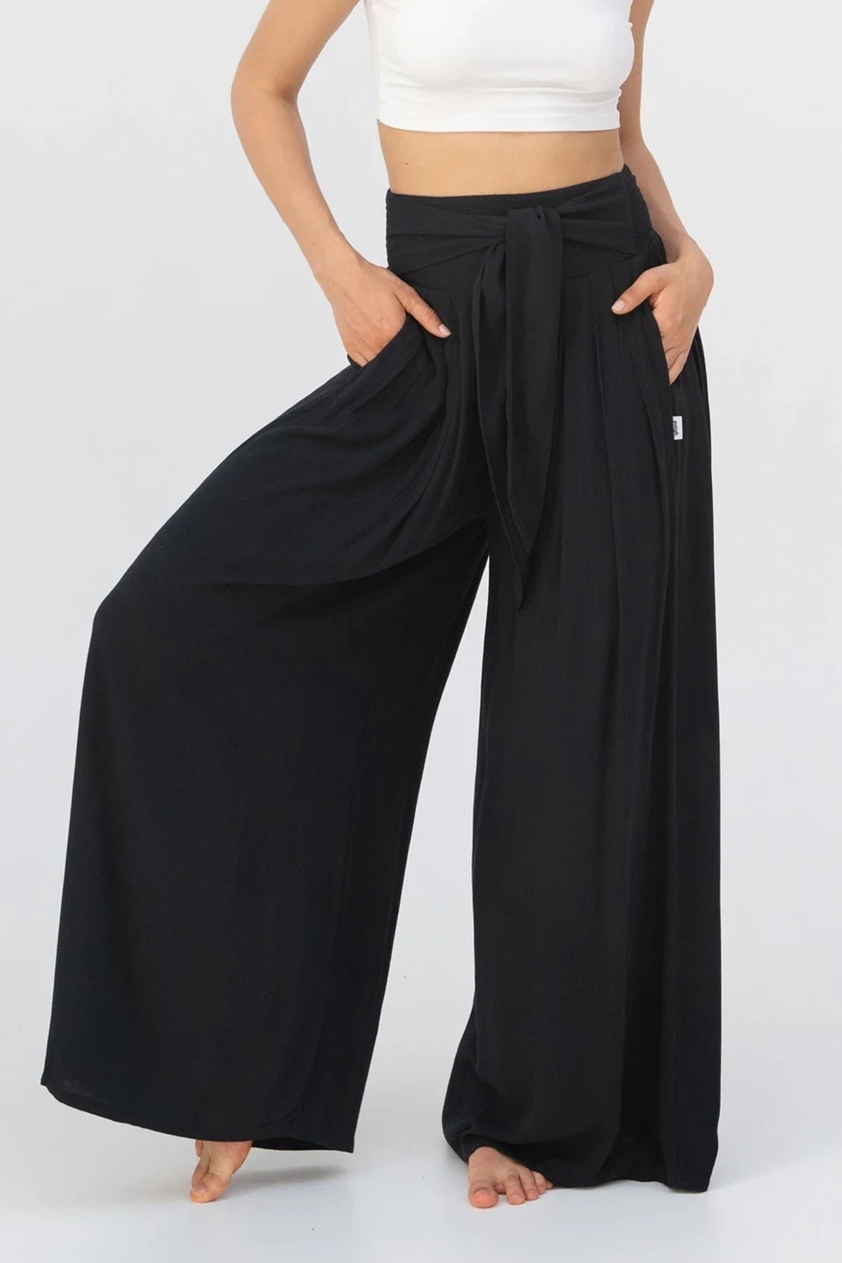 Cooling Tie-Waist Palazzo Trousers