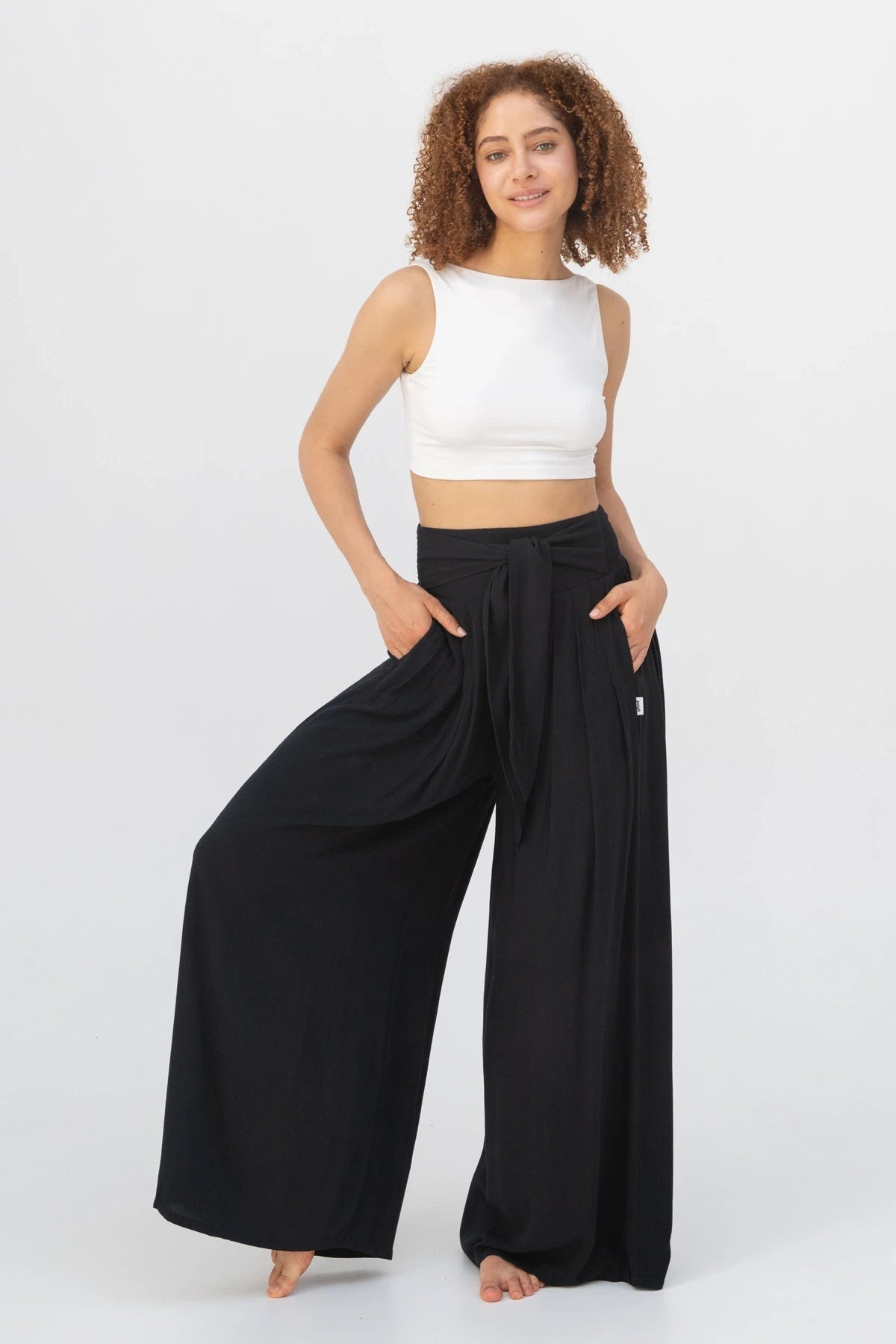 Cooling Tie-Waist Palazzo Trousers
