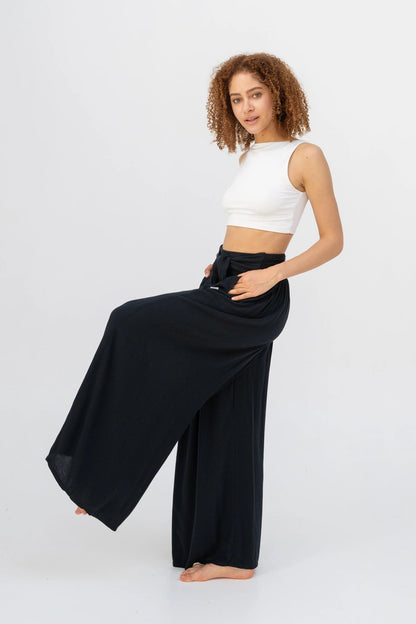 Cooling Tie-Waist Palazzo Trousers