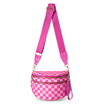 Secure-Zip Chequered Crossbody Bag