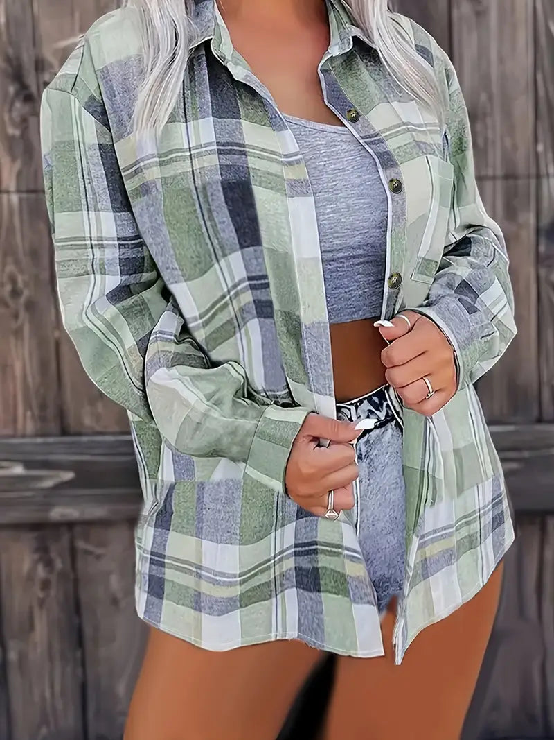 Plaid Easy-Care Blouse