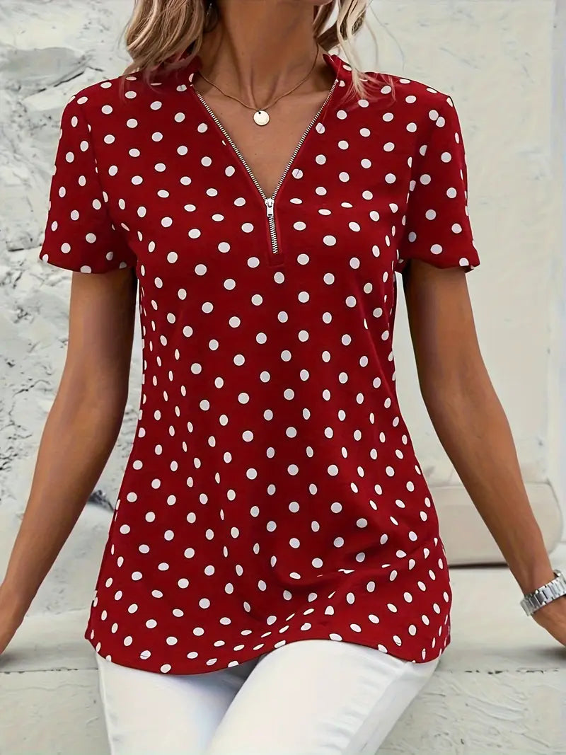 Easy-Care Polka Dot Blouse