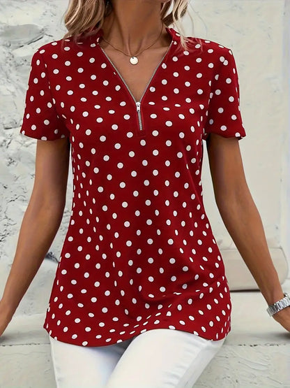 Easy-Care Polka Dot Blouse