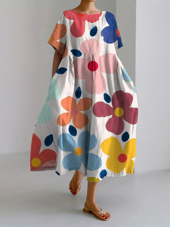 Vibrant-Comfort Floral Dress