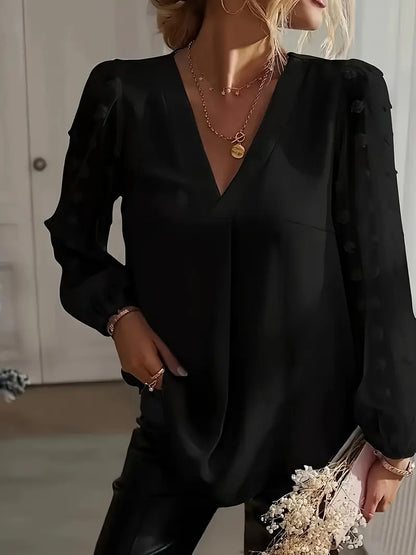 Easy-Care Swiss-Dot Blouse