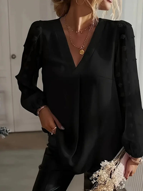 Easy-Care Swiss-Dot Blouse