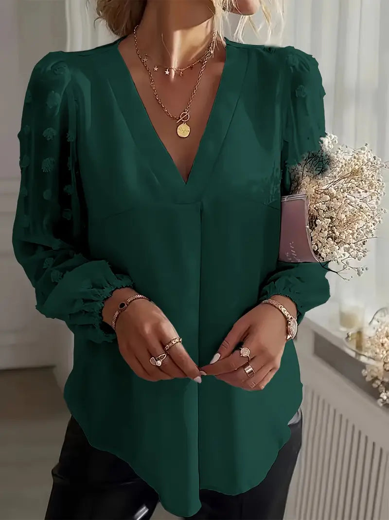 Easy-Care Swiss-Dot Blouse