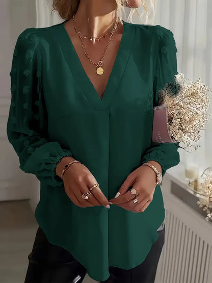 Easy-Care Swiss-Dot Blouse