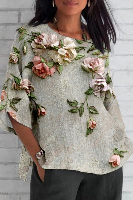 Figure-Skimming Floral Blouse
