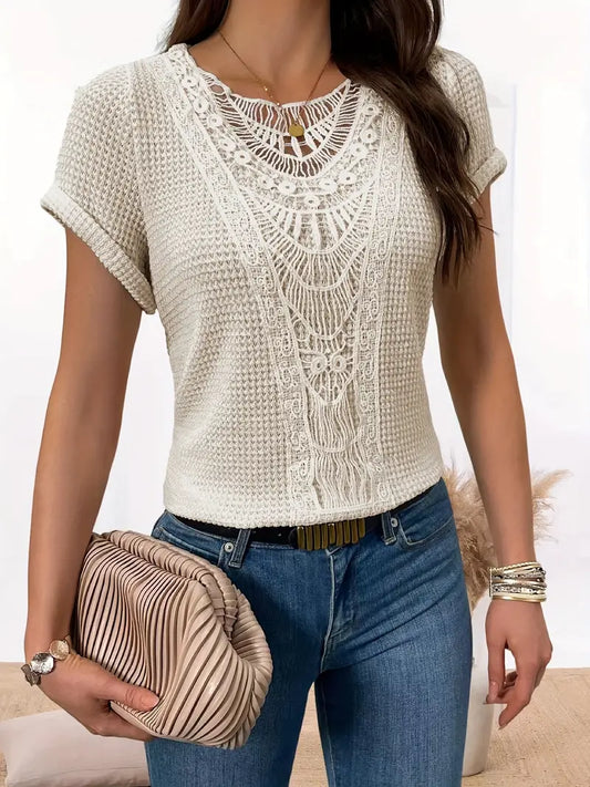 Easy-Care Lace Crew-Neck Jumper