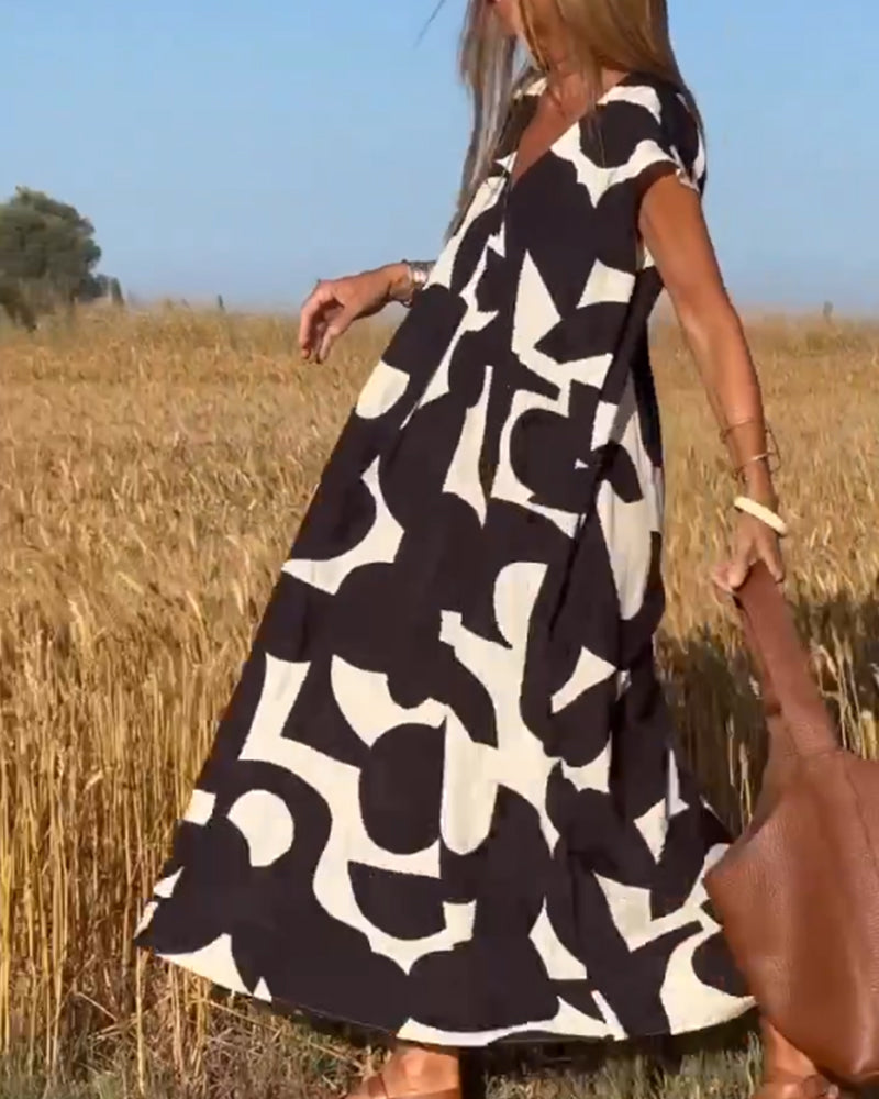 Elegant-Print Maxi Dress