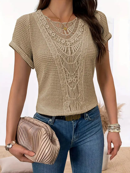 Easy-Care Lace Crew-Neck Jumper