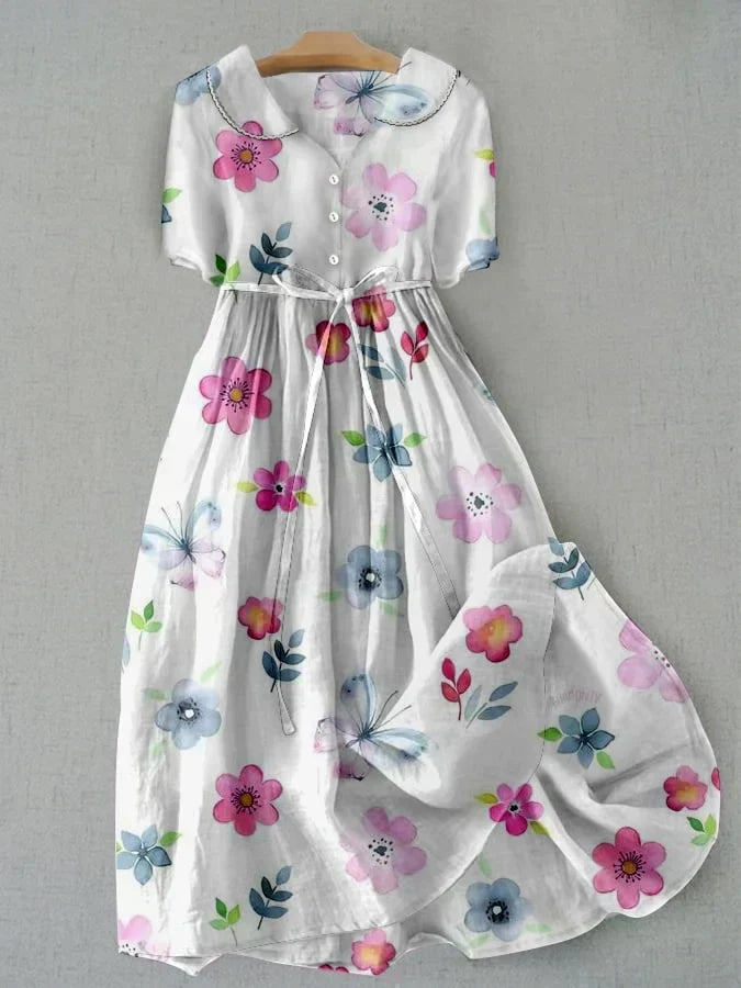 Waist-Defining Floral Dress