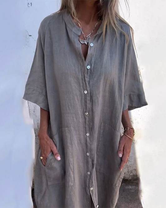 Ibiza-Style Casual Shirt Dress