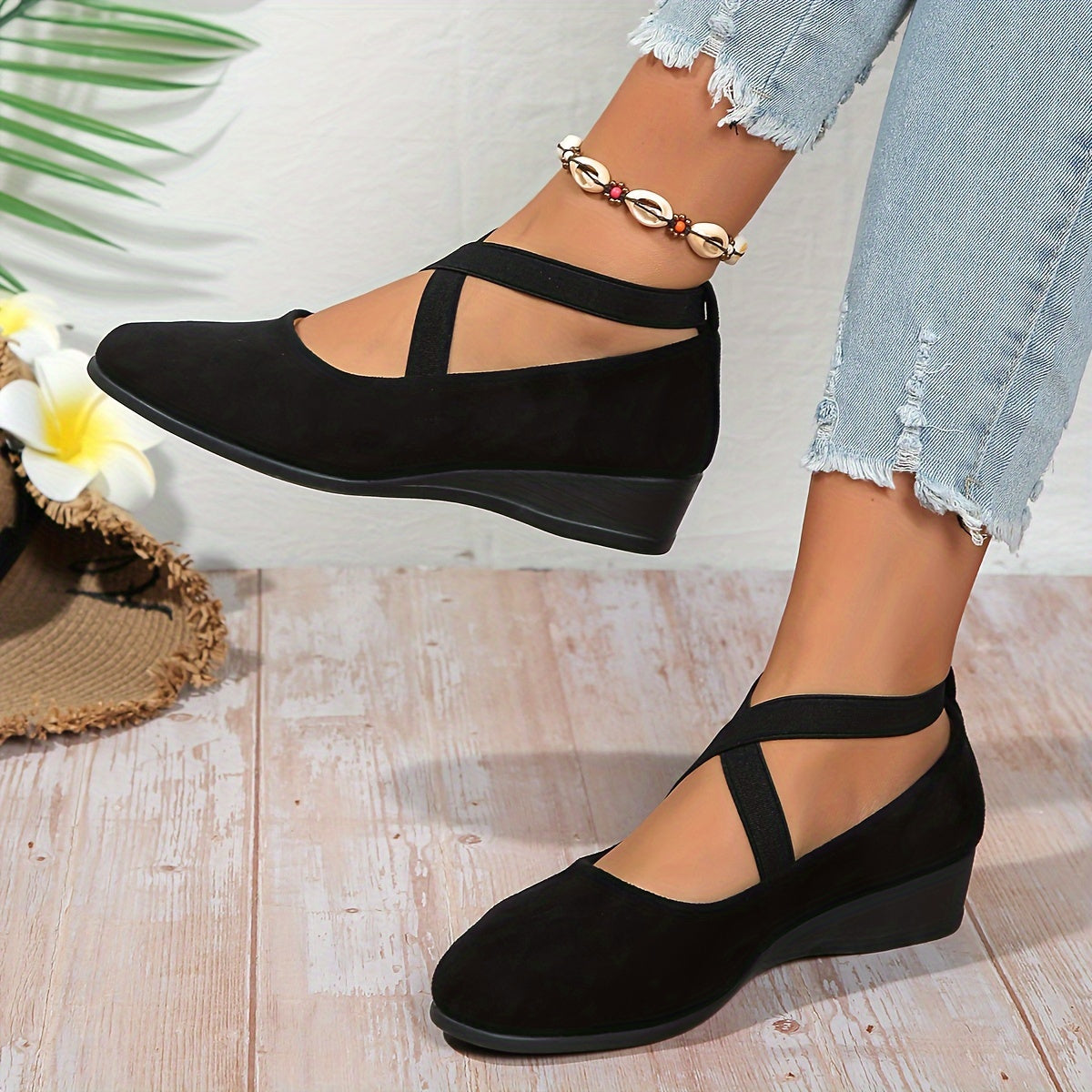 Red Stable-Step Wedge Sandals
