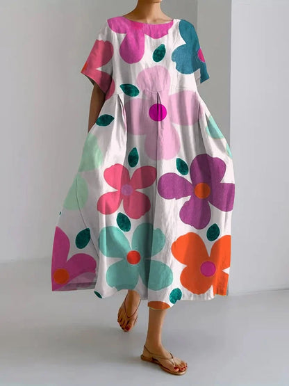 Vibrant-Comfort Floral Dress