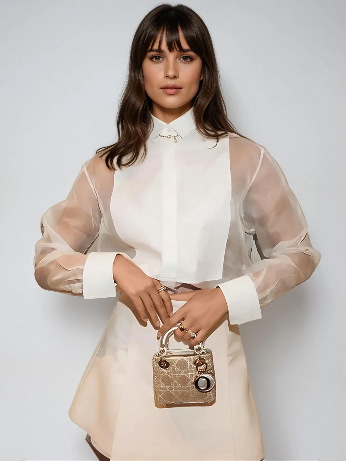 Elegant Puff Sleeve Organza Top