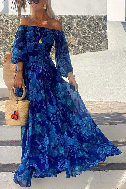 Romantic Floral Off-Shoulder Dress