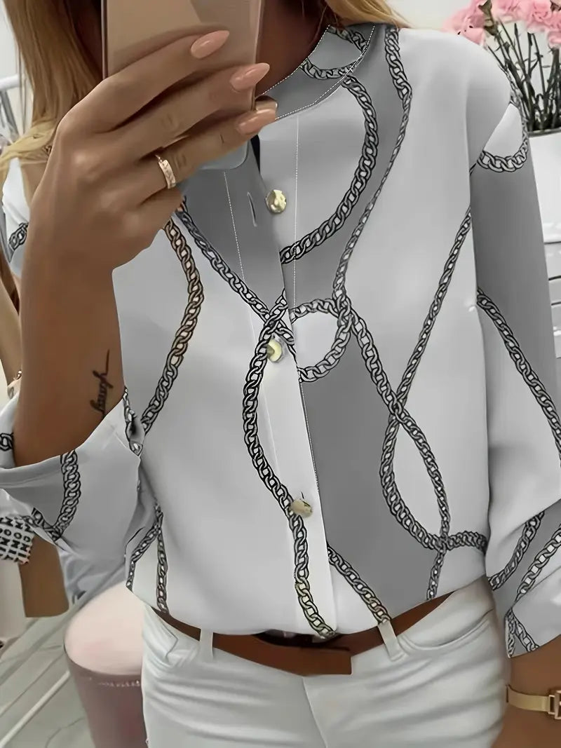 Chain-Print Easy-Care Blouse