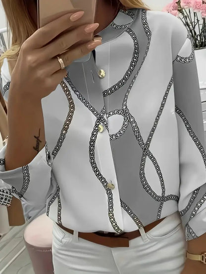 Chain-Print Easy-Care Blouse