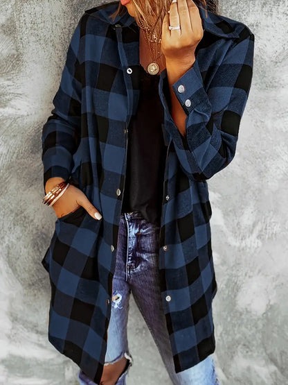 Checked Soft-Stretch Blouse