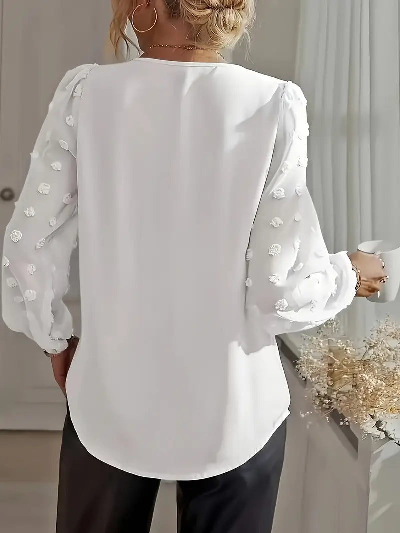 Easy-Care Swiss-Dot Blouse