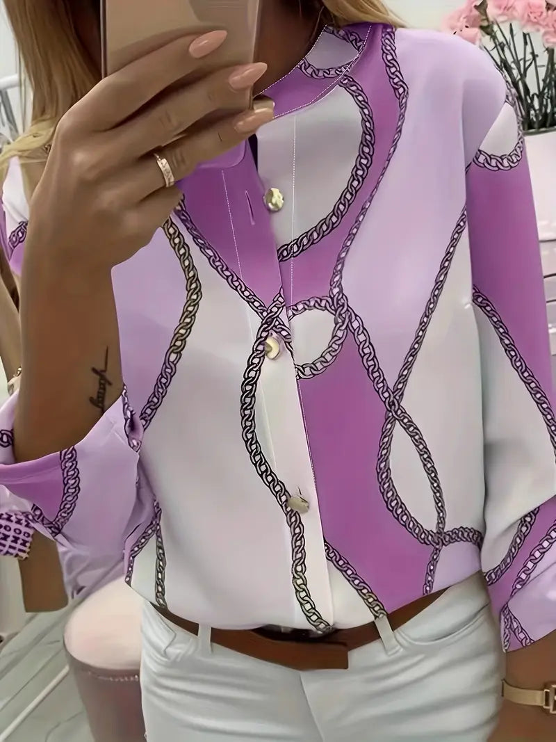 Chain-Print Easy-Care Blouse