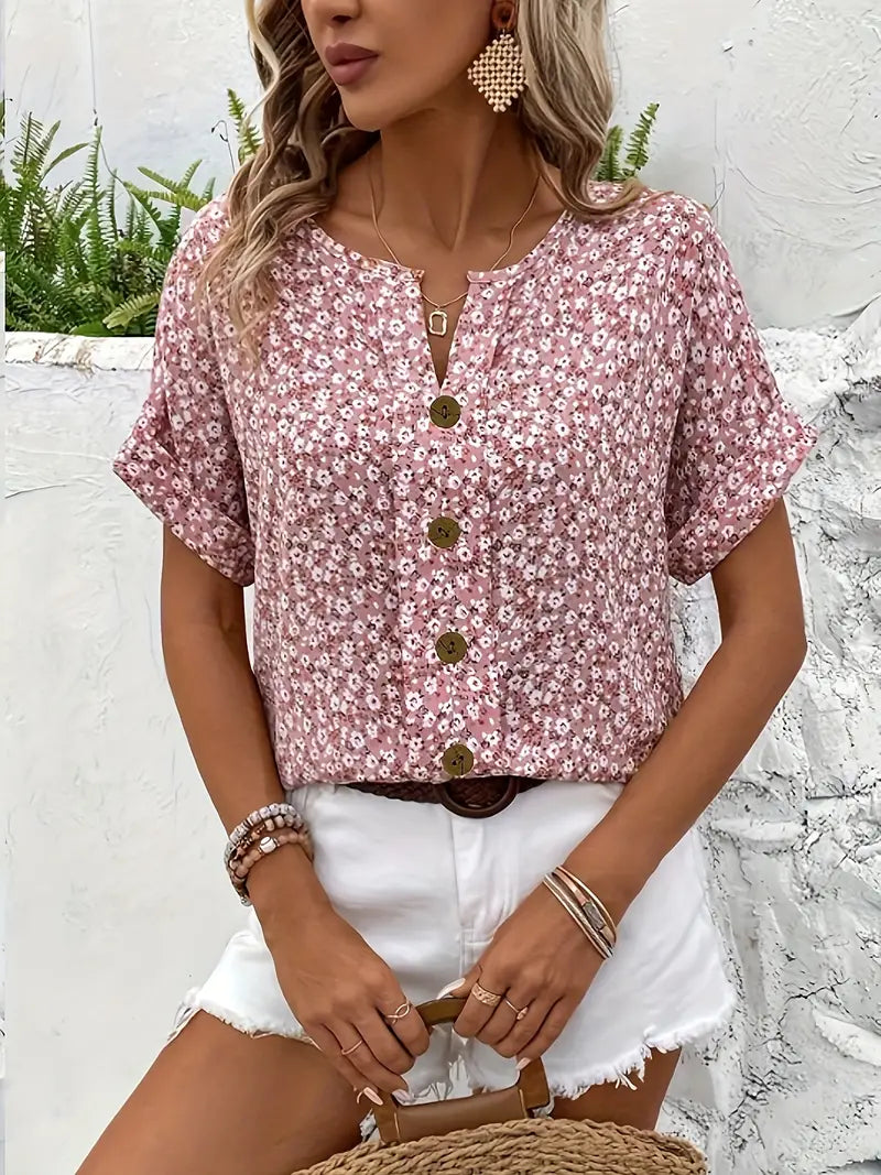 Chic Floral Button-Down Blouse