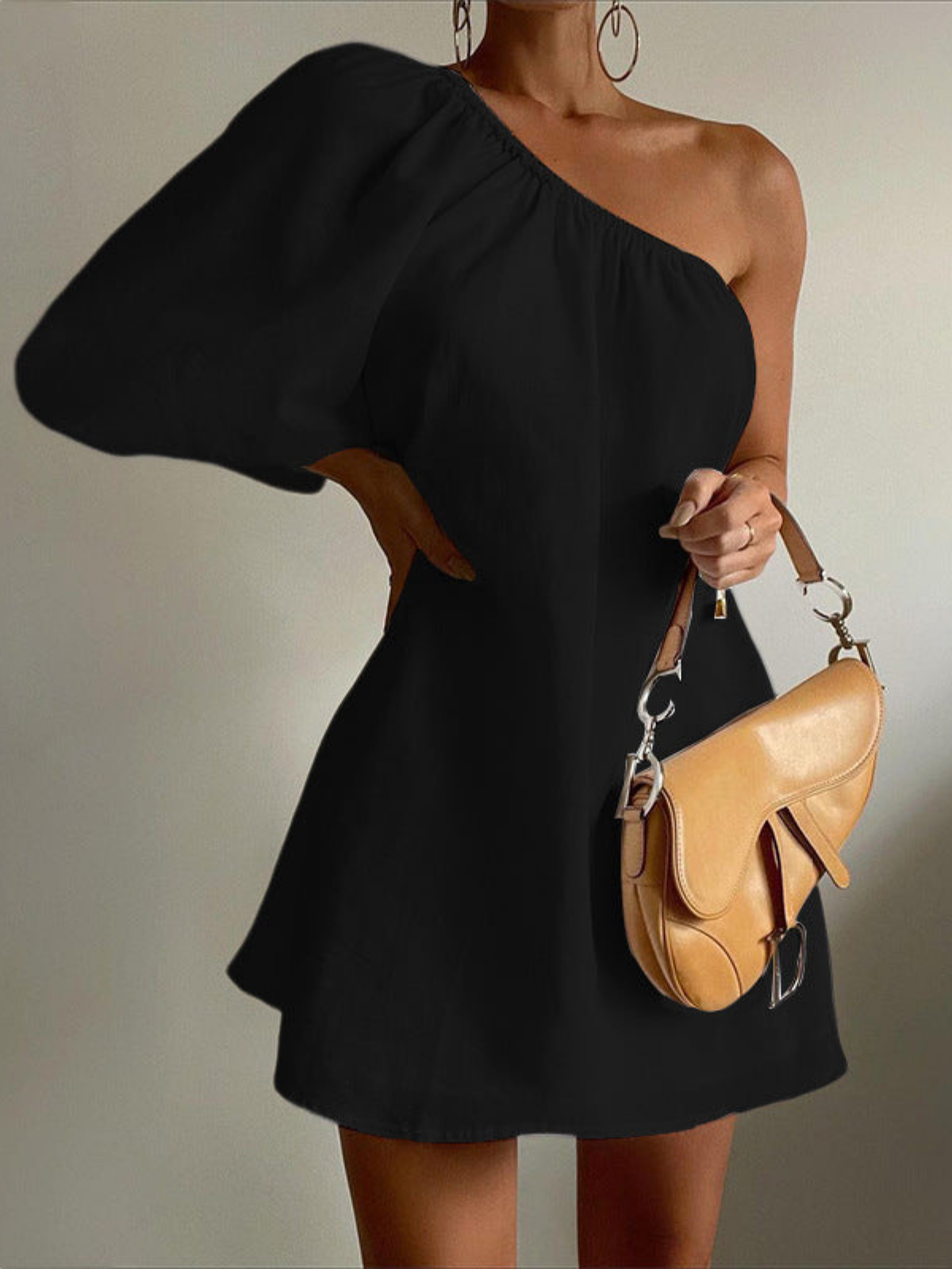 Chic Slant-Shoulder Statement Dress