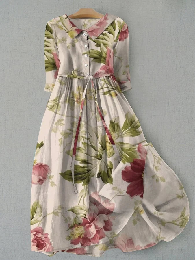 Waist-Defining Floral Dress