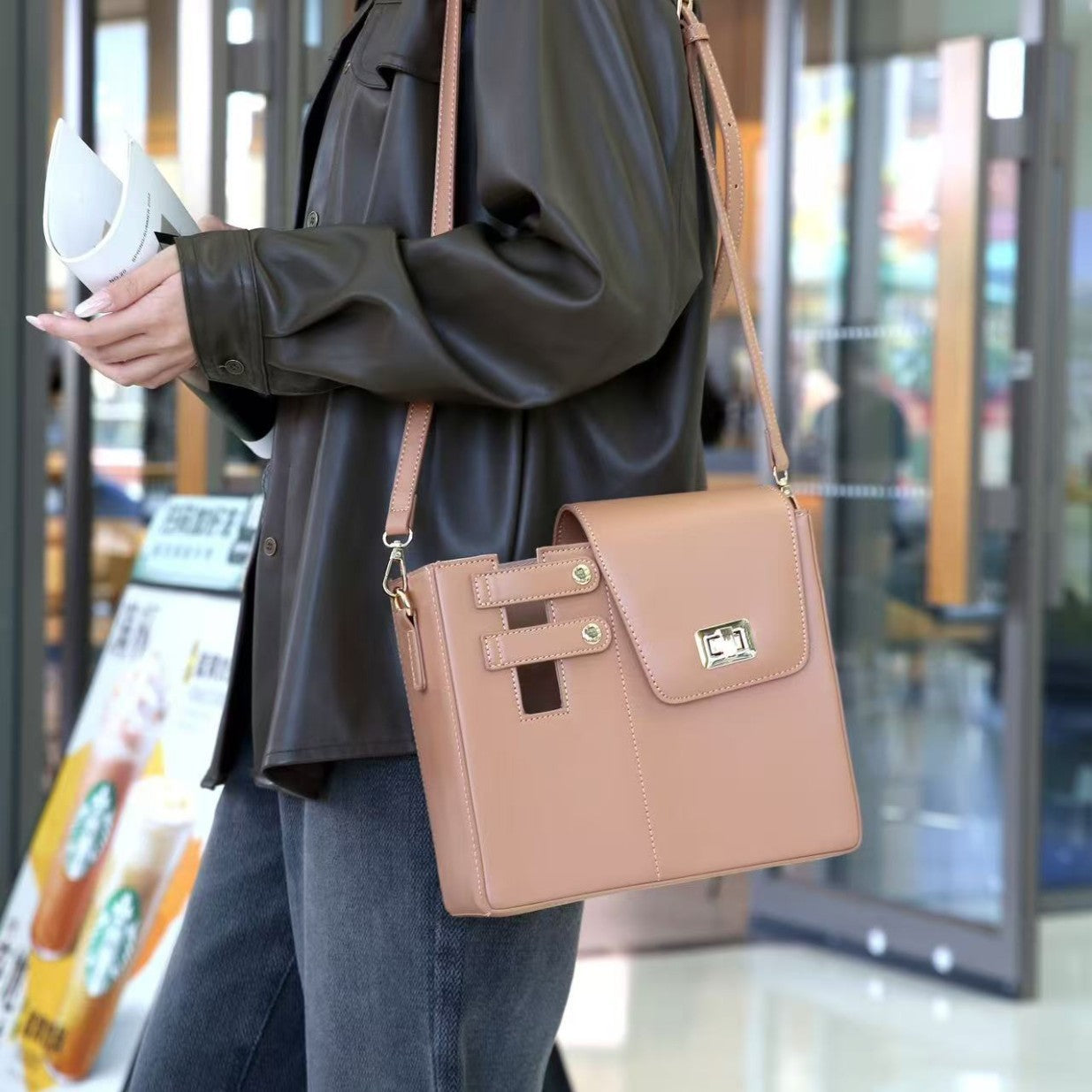 Hands-Free Tumbler Crossbody Bag