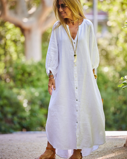 Figure-Enhancing Linen Summer Dress