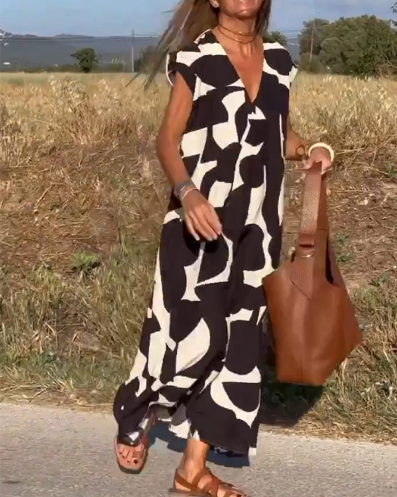 Elegant-Print Maxi Dress