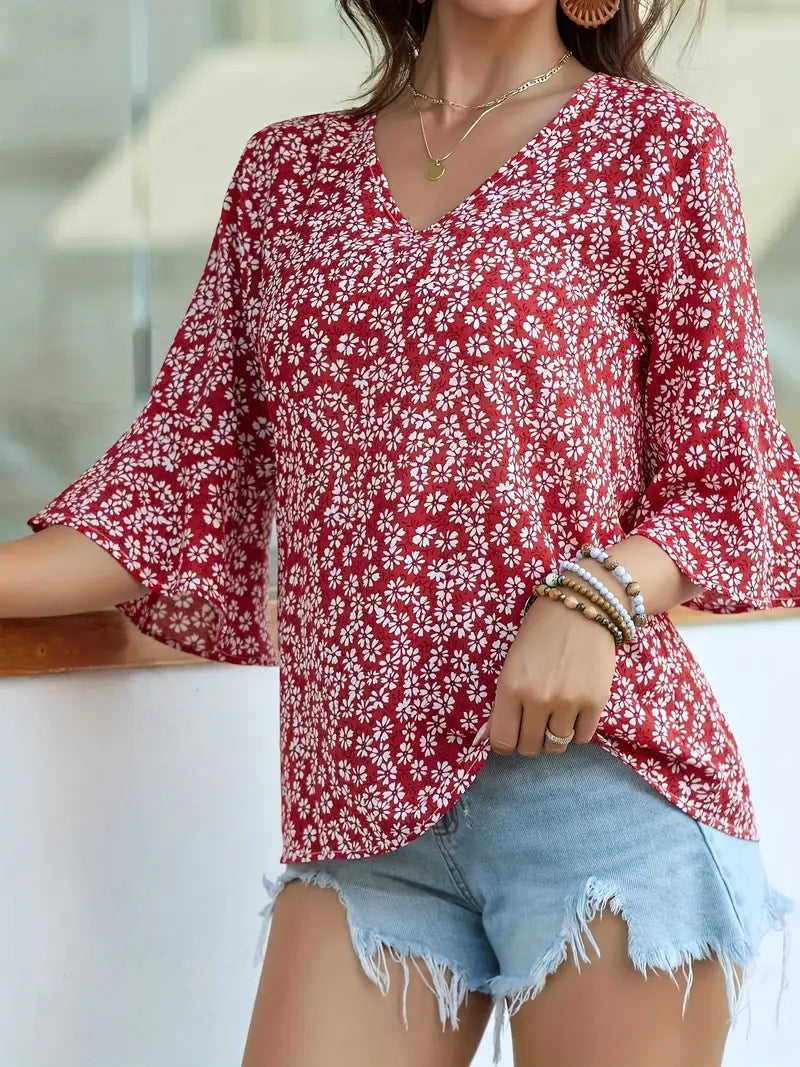 Floral Comfort-Stretch Blouse